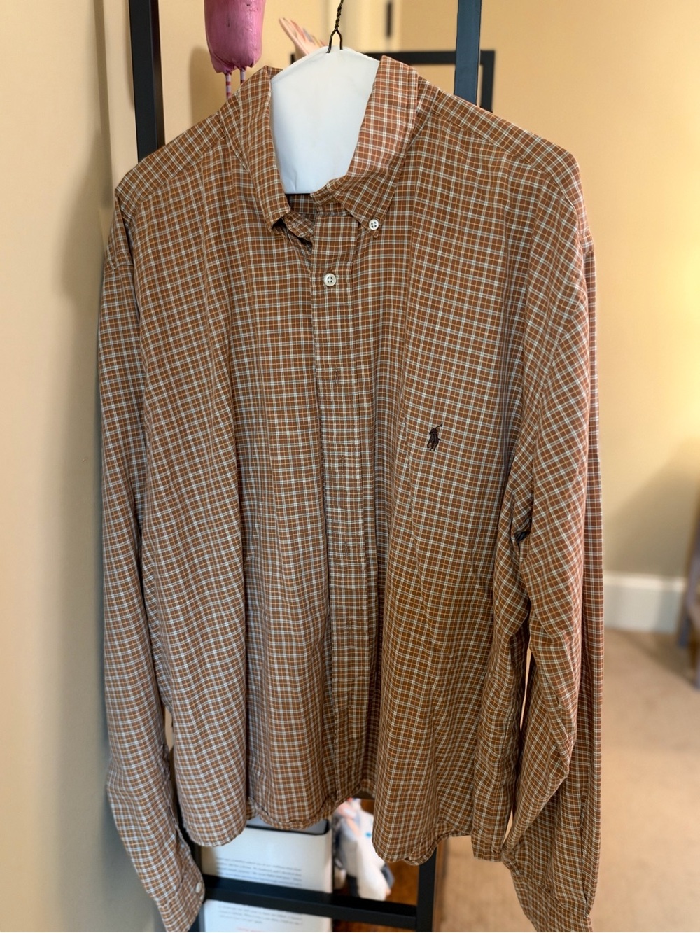 Ralph Lauren Plaid Button-Down Shirt in Brown and White